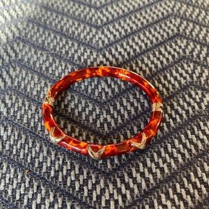Milor Italy 925 Sterling Tortoise Shell Enamel X Cross Hinged Bangle Bracelet